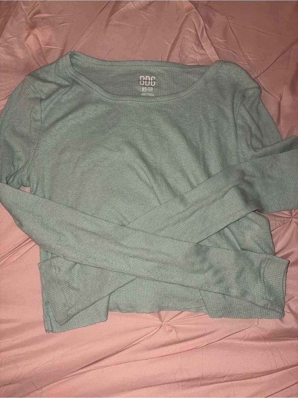BDG Long Sleeve Ribbed Top in Sage